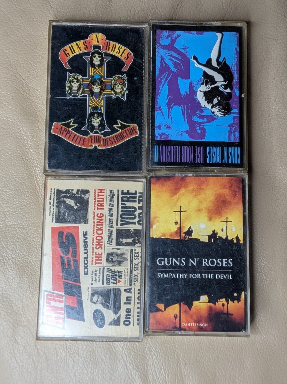 Guns N' Roses Tape lot (4) Sympathy for the Devil, Appetite, Illusion II, Lies